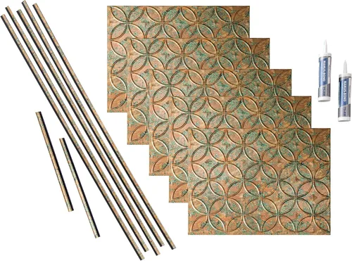 Vista 19 de FASÄDE Kit de anillos decorativos de vinilo para salpicaduras de 15 pies cuadrados en cobre pulido