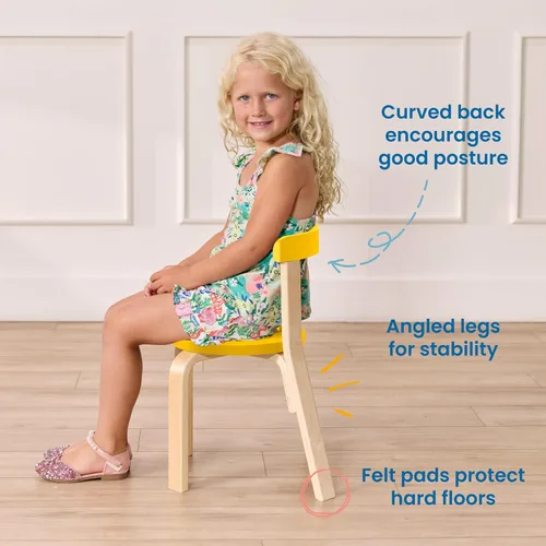 Vista 4 de ECR4Kids Juego de mesa de madera curvada y silla con respaldo curvo, muebles para niños, surtidos, 5 piezas Durable birch, GREENGUARD Gold
