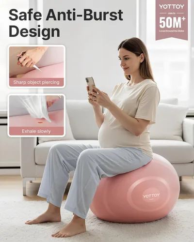 Vista 2 de YOTTOY - Pelota de ejercicio antiestallido para entrenamiento, yoga y embarazo, extragruesa para terapia física y fitness