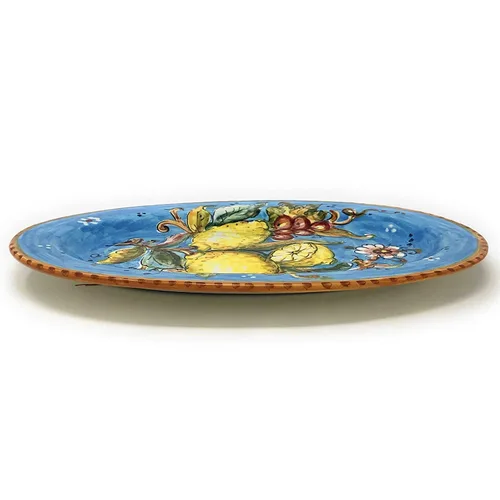 Vista 4 de CERAMICHE D'ARTE PARRINI - Placa ovalada pequeña de cerámica italiana para colgar Limones Amalfi pintados a mano Hecho en ITALIA Toscana Florencia