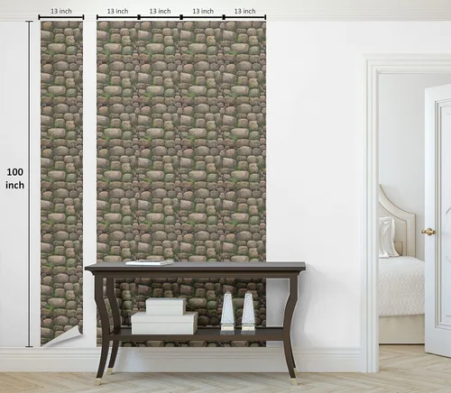 Vista 6 de Ambesonne - Nature - Papel tapiz autoadhesivo, con tema de rocas cubiertas con musgo y bosque pacífico con formación de rocas, para hogar, sala