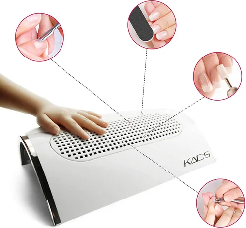 Vista 2 de KADS Colector de succión de polvo para arte de uñas, 3 ventiladores, potente herramienta de secado de uñas con 2 bolsas de recolección de polvo