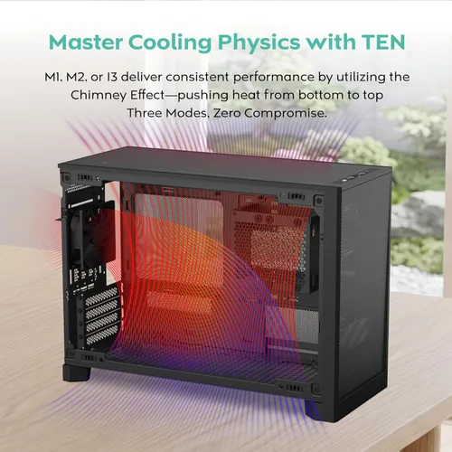 Vista 7 de MONTECH Funda para PC Micro ATX de 22.7 L, chasis modular de malla de alto flujo de aire para construcciones de aire, líquidos o SFF, soporte de TEN