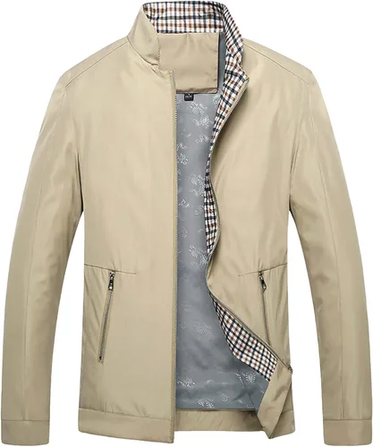 Vista 3 de Nuevas chaquetas para hombre Abrigos casuales Cuello alto Chaqueta bombardero de un solo pecho cálido y grueso Casual Top Otoño Primavera