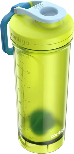 Vista 3 de Contigo Shake & Go Botella de agua, 28 onzas, Bolt/Blue Poppy