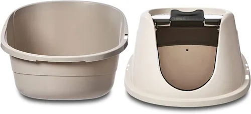 Vista 5 de Amazon Basics Caja de arena para gatos con capucha sin complicaciones, estándar, multicolor, 21 pulgadas x 16 pulgadas x 15 pulgadas