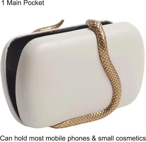 Vista 4 de Bolso de mano de piel sintética desmontable con cadena cruzada, bolso de noche, bolso de mano para mujer, formal, boda, fiesta, baile de graduación