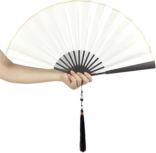 Vista 9 de Ventilador de mano de aleación de aluminio, ventilador plegable de Kung Fu de defensa propia para colección, baile, kung fu, regalo, fitness, Negro