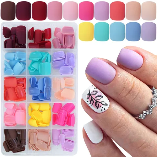 Vista 10 de 360 uñas cuadradas redondas a presión, uñas postizas cortas, uñas acrílicas cortas a presión, pegamento cuadrado en uñas, uñas postizas ovaladas, 15