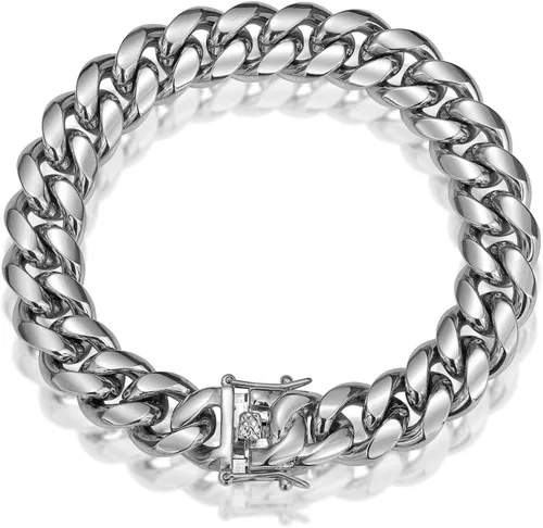 Vista 7 de ROWINCO Pulsera de acero inoxidable 316L para hombre pesada y grande cadena cubana de 80in