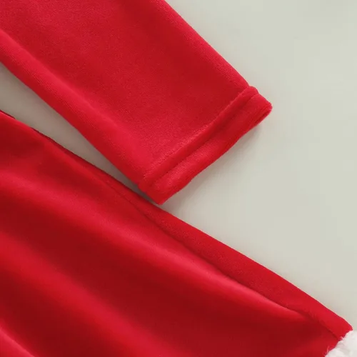 Vista 6 de woshilaocai Vestido de Navidad para niñas pequeñas, vestido de terciopelo con lazo de Papá Noel con sombrero, vestidos de fiesta para fotos