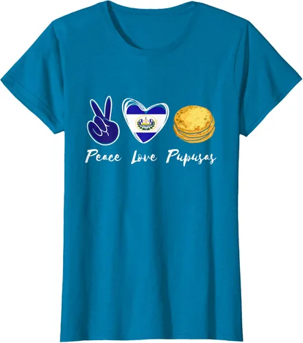 Vista 88 de Pupusas Lover Love Peace El Salvadaor Camiseta Comida Salvadoreña