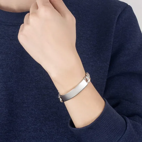Vista 6 de Pulsera de plata de ley 925 maciza de eslabones cubanos de Miami para hombre, de 0.47 pulgadas, rectangular, 7, 7.5, 8, 8.5, 9, 9.5, 10 pulgadas