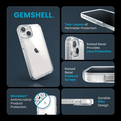 Vista 3 de Speck Funda transparente para iPhone 14 y iPhone 13 - Protección contra caídas, resistente a arañazos y anti-amarillamiento, funda de doble capa