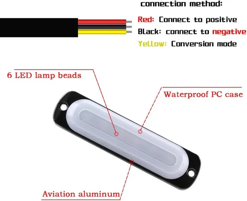 Vista 4 de Luces LED estroboscópicas de advertencia, 4 luces LED amarillas ámbar, 6 luces estroboscópicas LED intermitentes de emergencia, advertencia