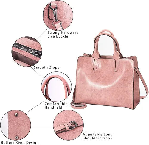 Vista 2 de Xiazuo Bolsos Hobo para mujer, bolso cuadrado de piel sintética para mujer, con correa ajustable