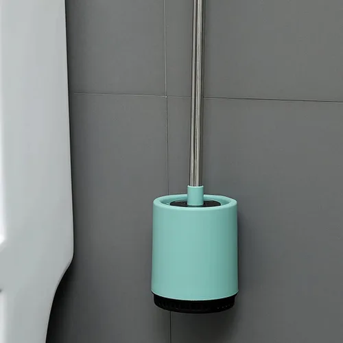 Vista 7 de Escobilla de inodoro para el hogar, cepillo de limpieza de inodoro de acero inoxidable, cepillo de mango largo para baño, 360°, sin ángulo muerto