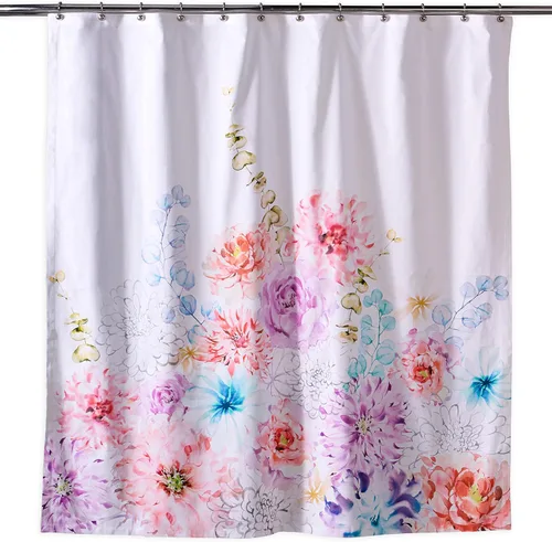 Vista 21 de Maison d' Hermine Cortina de ducha 100% algodón, un panel, 70 x 72 pulgadas, cortinas de ducha de tela lavable para baño, fácil de colgar con 12