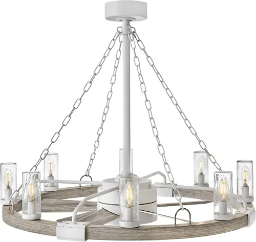 Vista 6 de Hinkley Sawyer - Candelabro inteligente de 36 pulgadas, color blanco mate/madera envejecida Mate blanco