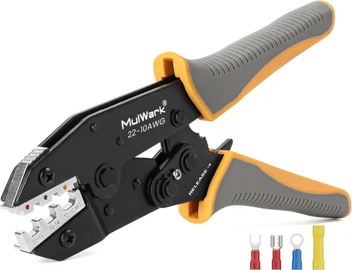Vista 9 de MulWark Pelacables automático autoajustable 3 en 1, cortador/engarzador, alicates múltiples de 8 pulgadas para pelar cables eléctricos, corte
