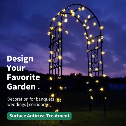 Vista 4 de Cenador de pérgola de metal, 100 pulgadas de alto x 45 pulgadas de ancho, arco de jardín para ceremonia de boda, fiesta, plantas de hierro curvado