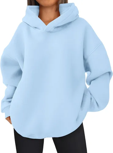 Vista 7 de EFAN Sudadera cómoda con capucha de gran tamaño para mujer Verde Armada (ArmyGreen)