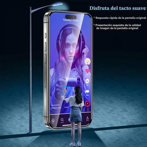 Vista 4 de YMHML Paquete de 3 protectores de pantalla de vidrio templado compatibles con iPhone 16 Plus, 15 Pro Max, 15 Plus, película HD de grado militar