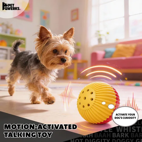 Vista 2 de Pet Qwerks Animal Sounds Babble Ball - Juguete interactivo para masticar para perros, tamaño grande