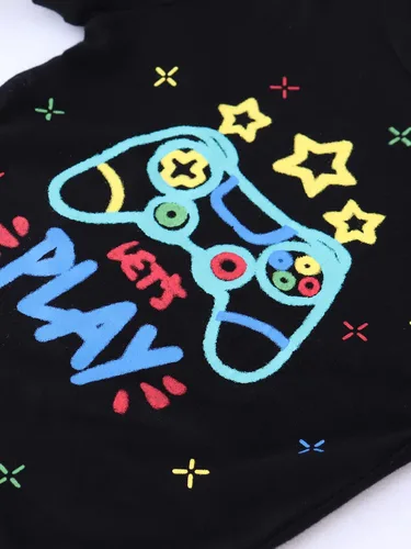 Vista 4 de Pijama de verano de 4 piezas para niños, conjunto de pijama corto de algodón para niños