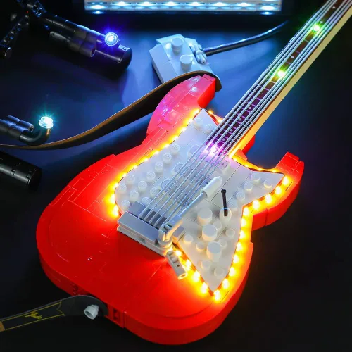 Vista 8 de Kyglaring Kit de iluminación LED compatible con Lego Ideas 21329 Fender Stratocaster Guitar Kit de construcción - Solo kit de luz LED y sin juego