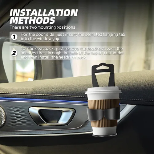 Vista 5 de Hovom Portavasos Colgante para Coche, Portavasos Portátil de Plástico para Puertas, Ventanas, Reposacabezas, Asiento Trasero de Coche, Organizador