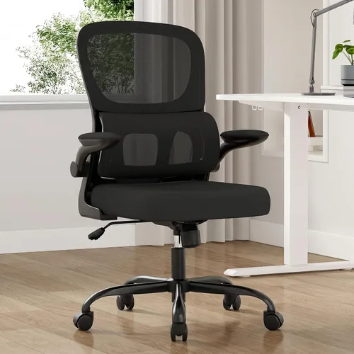 Vista 10 de Soohow Silla de oficina, ergonómica de malla con soporte lumbar, cómoda silla de escritorio giratoria para computadora con reposabrazos abatibles