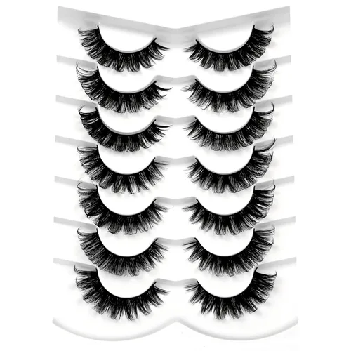 Vista 41 de Pooplunch - Pestañas postizas estilo ojo de gato, extensión de volumen 8D natural, finas, cortas, de visón sintético, tiras de pestañas postizas