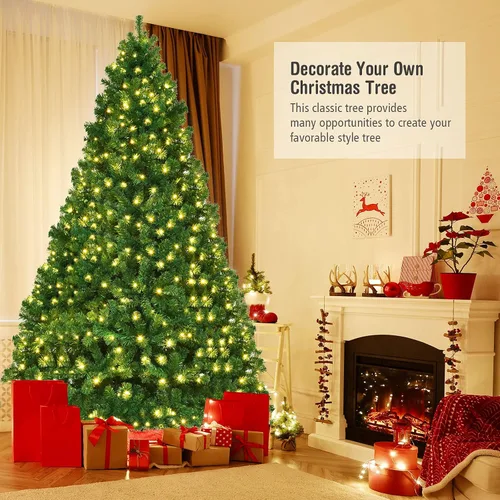 Vista 2 de COSTWAY Árbol de Navidad preiluminado de 8 pies, árbol de Navidad Verde claro