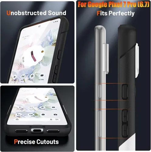 Vista 6 de Funda resistente para Google Pixel 7 Pro de 6.7 pulgadas, 4 esquinas con bolsas de aire [protección contra caídas de 12 pies], agarre texturizado