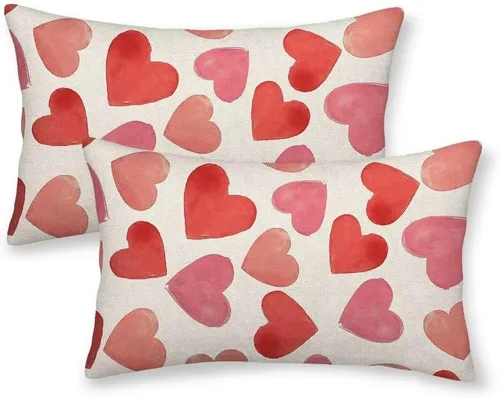 Vista 7 de BETGINY Fundas de almohada rosas de San Valentín de 18 x 18 pulgadas, paquete de 2, fundas de almohada decorativas de lino para dormitorio, hogar