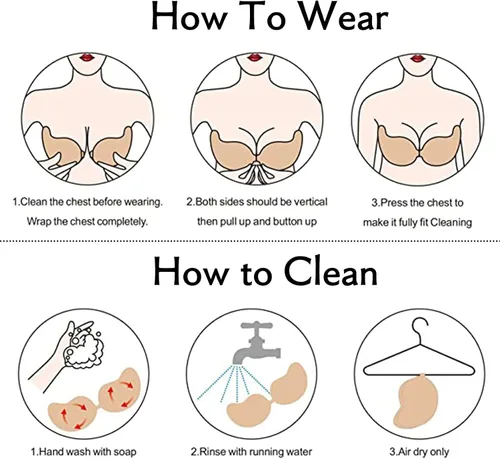 Vista 7 de 2 pares de sujetadores adhesivos con realce de pecho, brasier sin tirantes, sin tirantes, reutilizable, para mujer