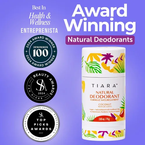 Vista 4 de TIARA - Desodorante natural sin aluminio para mujeres y hombres, protección contra olores de larga duración, desodorante para todo el cuerpo,