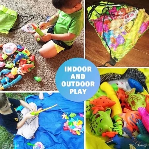 Vista 8 de CozyBomB™ Juego de juguetes de pesca magnética para niños Mesa de agua, bañera, piscina infantil, fiesta, caña con red, peces de plástico