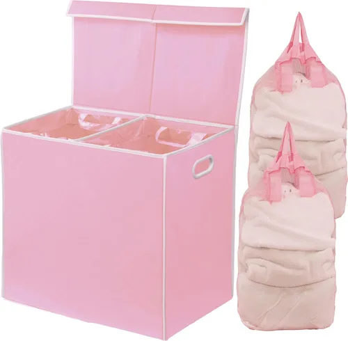 Vista 13 de Simple Houseware - Cesta doble para la ropa sucia, con tapa