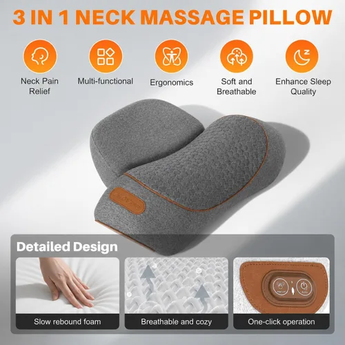 Vista 5 de 3-in-1 Neck Massage Pillow with Heat & Traction, Neck Hump Corrector