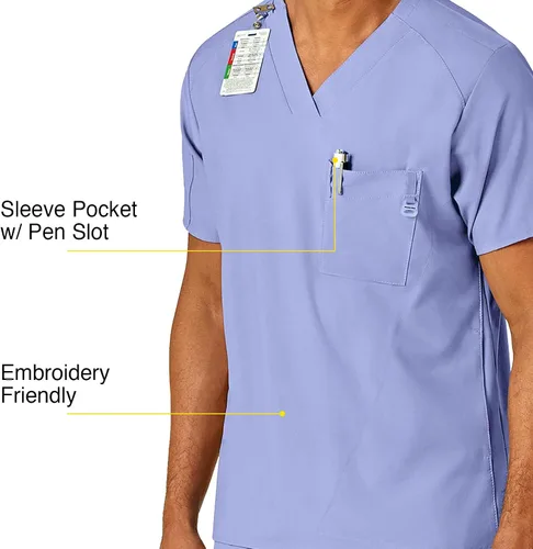 Vista 3 de WonderWink Camiseta con cuello en V para hombre W123 6355
