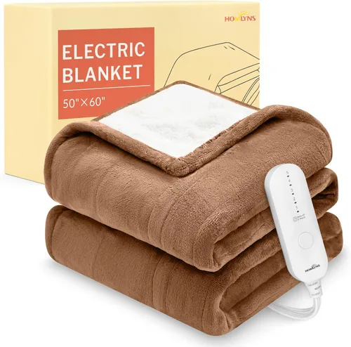 Vista 44 de HOMLYNS LuxeHeat - Manta térmica eléctrica tamaño King, manta térmica de franela suave Sherpa con 10 ajustes de calor, temporizador de 1 a 10 horas