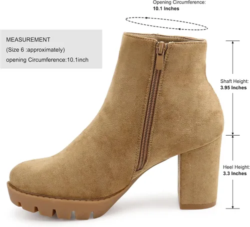 Vista 2 de JABASIC Botines de tacón alto para mujer, botines de plataforma gruesa