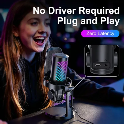 Vista 6 de tenlamp Micrófono USB para juegos para transmisión y podcast, control