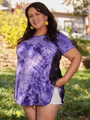 Vista 4 de Larace - Blusa holgada de manga corta para mujer para usar con leggings