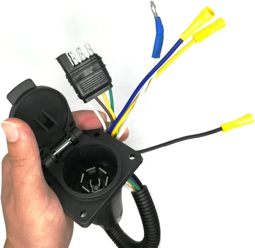 Vista 5 de Adaptador de remolque de cuchilla RV de 4 vías plano a 7 vías Conector eléctrico con soporte de montaje