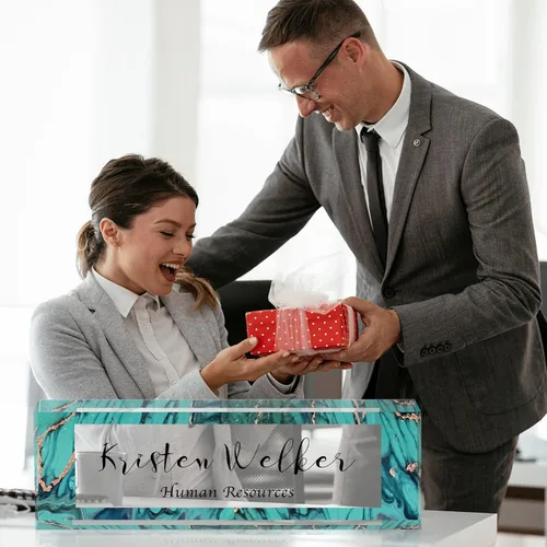 Vista 4 de Gowelly Placa de nombre personalizada para escritorio de oficina, placas de nombre personalizadas para escritorio, regalos personalizados