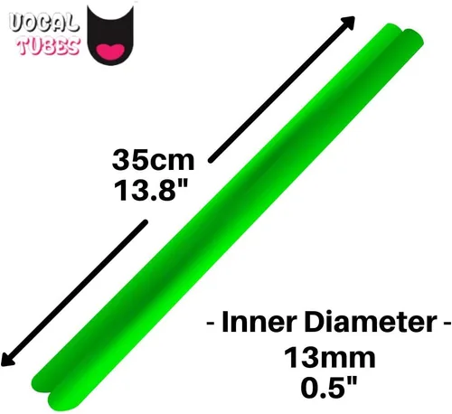 Vista 4 de Green Vocal Tubes para terapia del habla y canto - Pajitas de terapia para la salud vocal - Juego de 2 tubos de silicona para terapia de voz