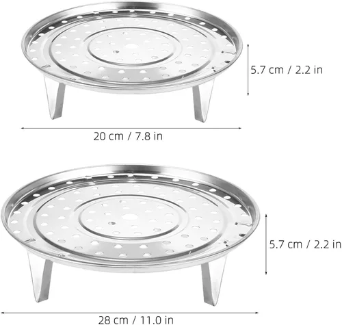 Vista 2 de 2pcs Steamer Rack para ollas, 11" 7.9" Inserto de acero inoxidable